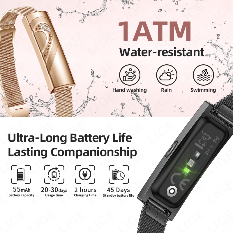LIGE Gelang Pintar Pemantau De - Couple Watches Smartwatch ulasan dan harga