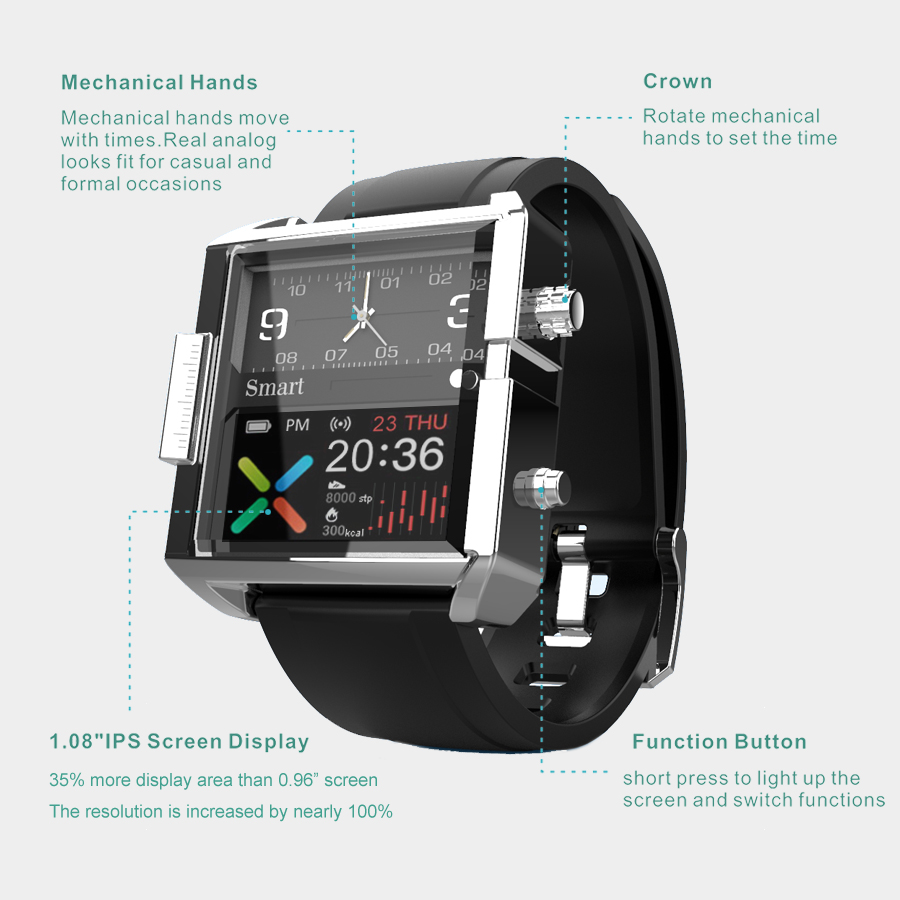 T9 jam tangan cerdas hibrida,  - Altimeter Compass Watch ulasan dan harga